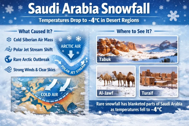 Saudi Arabia Snowfall Leaves Desert Covered in White