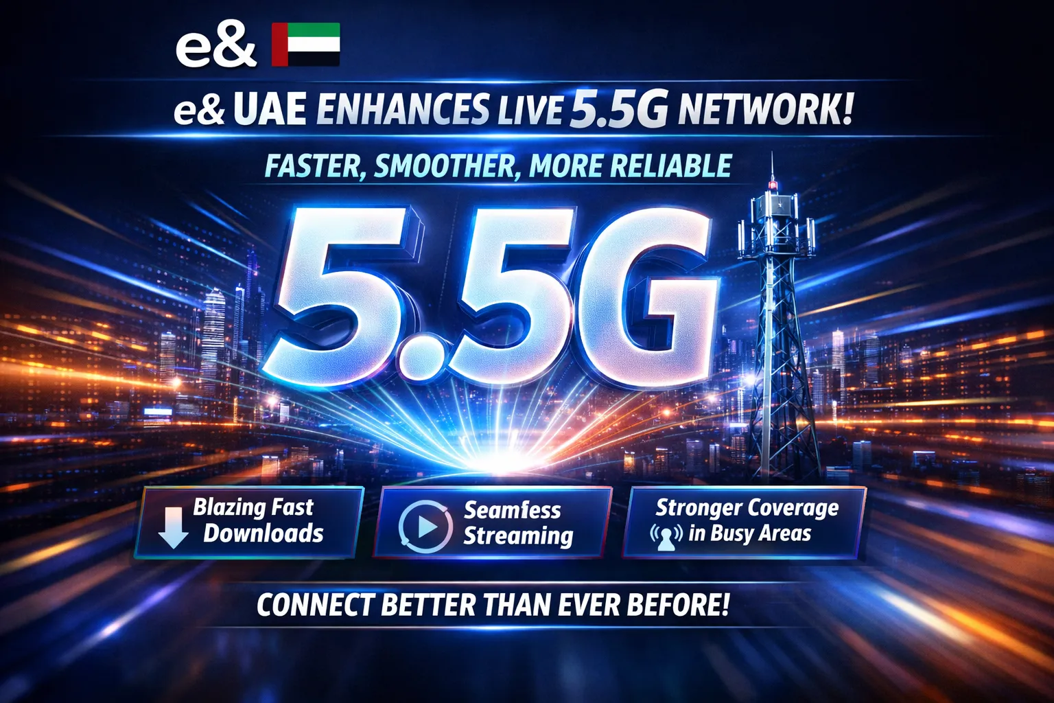 Faster Internet Arrives in the UAE as e& Advances 5.5G Rollout