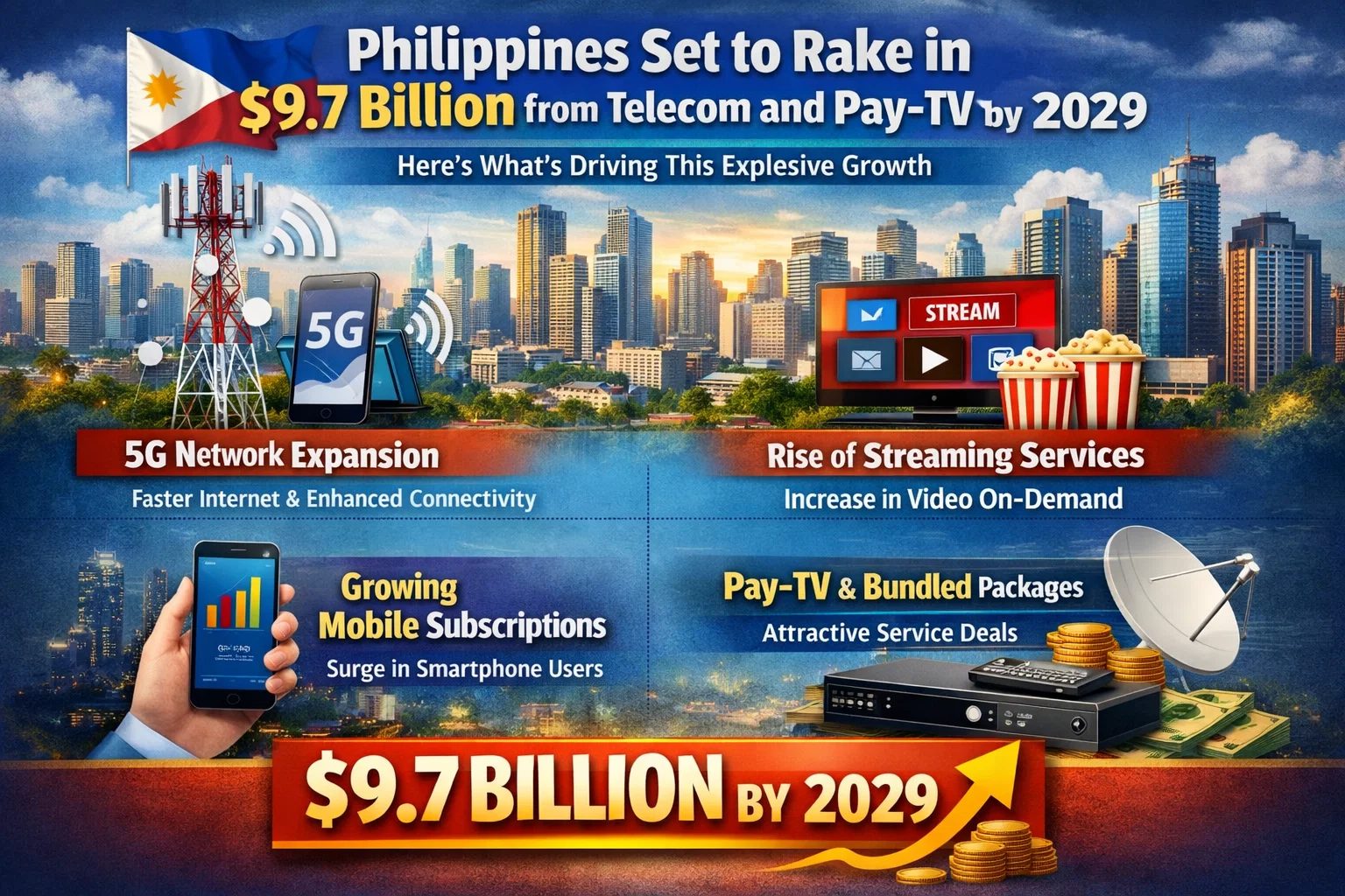 Philippines Set to Rake in $9.7 Billion from Telecom and Pay-TV by 2029